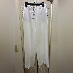 Zara White Textured Pantsuit with Wide-Leg Design